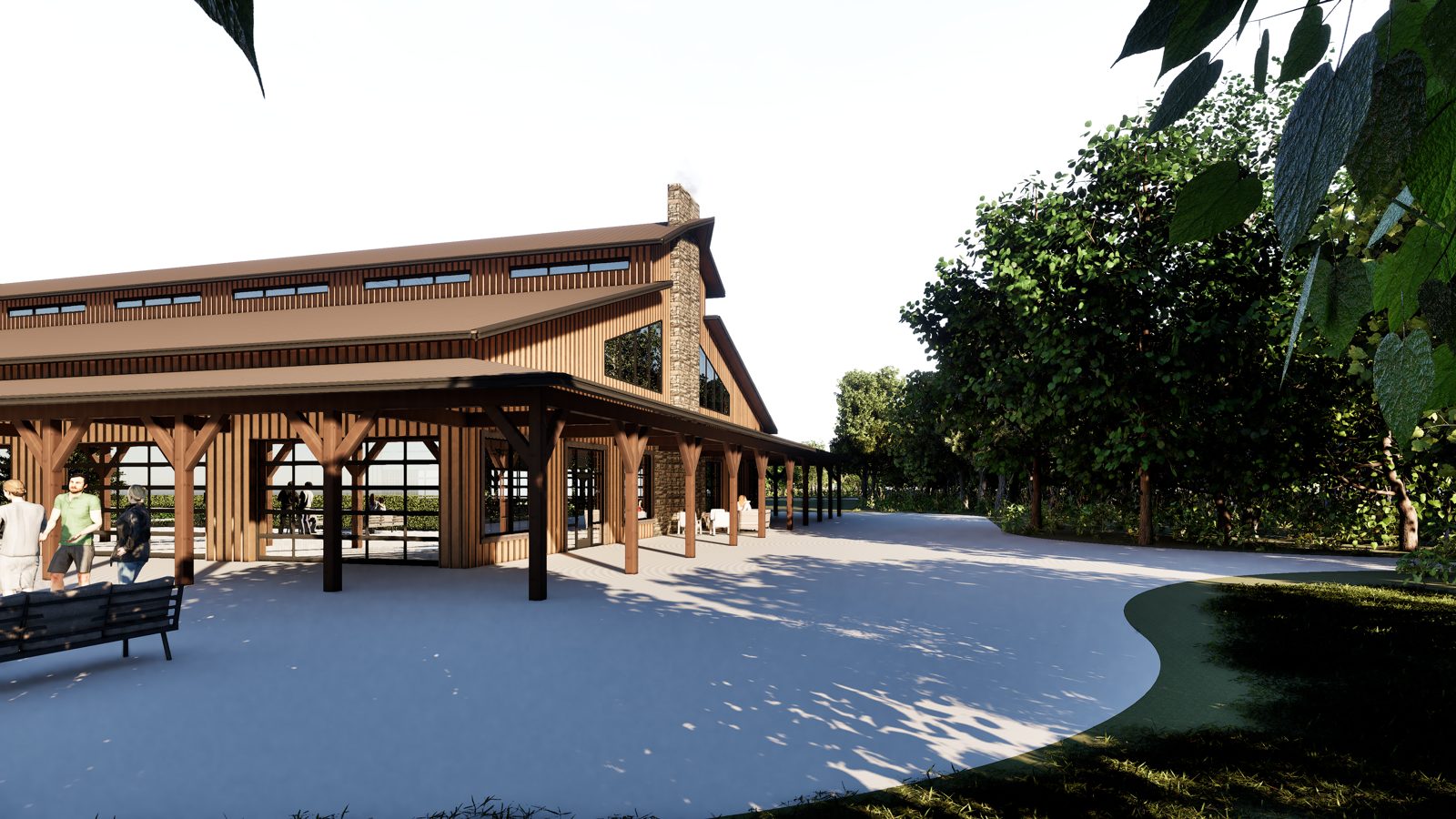 Rendering of the covered veranda and north patio